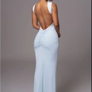 Elegant Backless Light Blue Dress